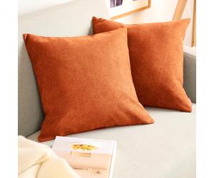 Blumtal Federe Cuscini Divano in Ciniglia, Copricuscini Divano, Federe Cuscino Divano, 2 Pezzi, 50 x 50cm, Arancione
