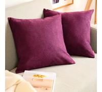 Blumtal Federe Cuscini Divano in Ciniglia, Copricuscini Divano, Federe Cuscino Divano, 2 Pezzi, 60 x 60cm, Melanzana