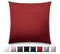 Blumtal Federe Cuscini Divano in Raso, Copricuscini Divano Cotone Satinato, Federe 60 x 60cm - 2 Pezzi, Rosso Aurora