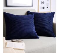 Blumtal Federe Cuscini Divano in Velluto a Coste, Copricuscini Divano Decorativi, Morbidissimi e Moderni, 2 Pezzi, 30 x 50, Blu Scuro