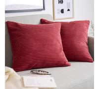 Blumtal Federe Cuscini Divano in Velluto a Coste, Copricuscini Divano Decorativi, Morbidissimi e Moderni, 2 Pezzi, 45 x 45, Rosso Terra