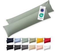 Blumtal Federe Cuscini Letto Matrimoniale Cotone - Federe Cuscini 40x145-100% Cotone, Set di 2 Federe in Jersey con Cerniera, Federa certificate Oeko-Tex, Federe Cuscino Letto - Verde Chiaro