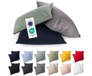 Blumtal Federe Cuscini Letto Matrimoniale Cotone - Federe Cuscini Divano 50x50-100% Cotone, Set di 2 Federe in Jersey con Cerniera, Federa certificate Oeko-Tex, Cuscini per Divano - Azzurro