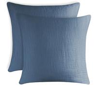 Blumtal Federe in Mussola 80x80 cm Set da 2 - 100% Cotone, Certificato Oeko-TEX, Morbide e Lavabili in Lavatrice, Blu Scuro