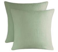Blumtal Federe in Mussola 80x80 cm Set da 2 - 100% Cotone, Certificato Oeko-TEX, Morbide e Lavabili in Lavatrice, Verde Estate