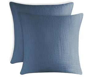 Blumtal Federe in Mussola 80x80 cm Set da 2 - 100% Cotone, Certificato Oeko-TEX, Morbide e Lavabili in Lavatrice, Blu Scuro