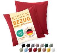 Blumtal Fodera per cuscino 50 x 50, 2 pezzi - Fodere per cuscini certificate OEKO-TEX 100% microfibra extra morbida e lavabile in lavatrice - Fodera per cuscino 50x50 rosso