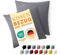 Blumtal Fodera per cuscino 60 x 60, 2 pezzi - Fodere per cuscini certificate OEKO-TEX 100% microfibra extra morbida e lavabile in lavatrice - Fodera per cuscino 60x60 grigio