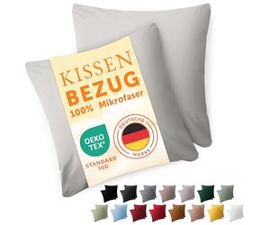 Blumtal Fodera per cuscino 60 x 60, 2 pezzi - Fodere per cuscini certificate OEKO-TEX 100% microfibra extra morbida e lavabile in lavatrice - Fodera per cuscino 60x60 grigio chiaro
