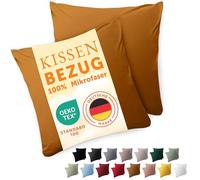 Blumtal Fodera per cuscino 65 x 65, 2 pezzi - Fodere per cuscini certificate OEKO-TEX 100% microfibra extra morbida e lavabile in lavatrice - Fodera per cuscino 65x65 marrone