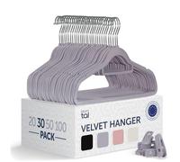 Blumtal Grucce Appendiabiti in Velluto, Grucce Salvaspazio nell'Armadio, Appendini con Gancio Rotante 360°, Stampelle Armadio per Pantaloni, Grigio, 30 Pezzi