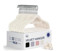 Blumtal Grucce Appendiabiti in Velluto, Vellutate, Salvaspazio nell'Armadio, Appendini con Gancio Rotante 360°, Stampelle per Pantaloni, Avorio, 30 Pezzi