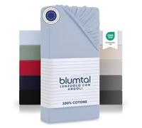 Blumtal Lenzuolo con Angoli Franchese - 135-140 x 190, 1 Pezzo, Lenzuola Sotto Una Piazza e Mezza in Cotone 135g/m², Azzuro Chiaro