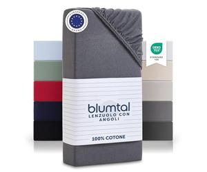 Blumtal Lenzuolo con Angoli Franchese - 150 x 190-150 x 200, 1 Pezzo, Lenzuola Sotto Una Piazza e Mezza in Cotone 135g/m², Grigio