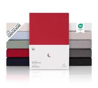 Blumtal Lenzuolo con Angoli letto matrimoniale 180x200 topper in Cotone 150g/m² - Lenzuola letto matrimoniale con Angoli - Lenzuolo Sotto con Angoli - Lenzuolo Angoli - altezza materasso 10 cm - rosso