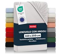 Blumtal lenzuolo con angoli matrimoniale 160x200cm - lenzuolo sotto con angoli matrimoniale in microfibra - lenzuolo matrimoniale con angoli certificato Oekotex - lenzuolo matrimoniale - grigio luna