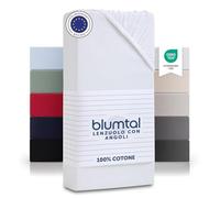 Blumtal Lenzuolo con angoli matrimoniale in cotone 135g/m² - lenzuola letto matrimoniale con angoli - lenzuolo sotto con angoli matrimoniale misure 160x200cm materasso di 20cm - lenzuolo angoli bianco