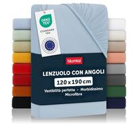 Blumtal lenzuolo con angoli Piazza e Mezza: 120x190x30cm - Pacco da 1 - lenzuolo Piazza e Mezza con angoli in microfibra - certificato Oekotex in Azzurro Chiaro