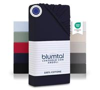 Blumtal Lenzuolo con angoli piazza e mezza 2 pezzi in cotone 135g/m² - lenzuola letto piazza e mezza con angoli - lenzuolo sotto con angoli piazza e mezza - 140x200cm - materasso di 20cm - in blu mare