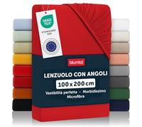 Blumtal lenzuolo con angoli singolo 100x200 pacco da 2 - lenzuolo singolo con angoli in microfibra - certificato Oekotex lenzuolo sotto con angoli singolo - lenzuola sotto con angoli singolo - rosso