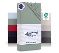 Blumtal Lenzuolo con Angoli singolo in Cotone 135g/m² - Lenzuola Letto singolo con Angoli- Lenzuolo Angoli singolo 90x190cm - altezza materasso 20cm - verde estate