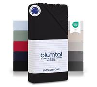 Blumtal Lenzuolo con Angoli singolo in Cotone 2 pezzi 135g/m² - Lenzuola Letto singolo con Angoli - Lenzuolo Sotto con Angoli singolo - Lenzuolo Angoli singolo 90x190 - altezza materasso 20cm - nero