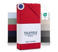 Blumtal Lenzuolo con Angoli singolo in Cotone 2 pezzi 135g/m² - Lenzuola Letto singolo con Angoli - Lenzuolo Sotto con Angoli singolo - Lenzuolo Angoli singolo 90x200 - altezza materasso 20cm - rosso