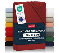 Blumtal lenzuolo con angoli una piazza e mezza 120x190 cm pacco da 2 - lenzuolo sotto con angoli una piazza e mezza in microfibre - certificato Oekotex lenzuolo una piazza e mezza - in rosso Aurora