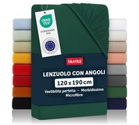 Blumtal lenzuolo con angoli una piazza e mezza 120x190 cm pacco da 2 - lenzuolo sotto con angoli una piazza e mezza in microfibre - certificato Oekotex lenzuolo una piazza e mezza - in verde scuro