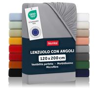 Blumtal lenzuolo con angoli una piazza e mezza 120x200 cm pacco da 2 - lenzuolo sotto con angoli una piazza e mezza in microfibre - certificato Oekotex lenzuola con angoli una piazza e mezza - grigio