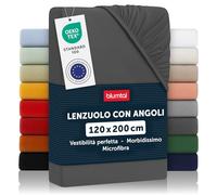 Blumtal lenzuolo con angoli una piazza e mezza 120x200 cm pacco da 2 - lenzuolo sotto con angoli una piazza e mezza in microfibre - certificato Oekotex lenzuolo una piazza e mezza - in antracite