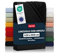 Blumtal lenzuolo con angoli una piazza e mezza 120x200 cm pacco da 2 - lenzuolo sotto con angoli una piazza e mezza in microfibre - certificato Oekotex lenzuola con angoli una piazza e mezza - in nero
