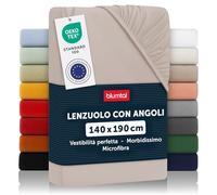 Blumtal lenzuolo con angoli una piazza e mezza 140x190 cm - lenzuolo sotto con angoli una piazza e mezza in microfibre - certificato Oekotex lenzuola con angoli una piazza e mezza - in colore talpa