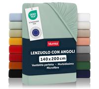 Blumtal lenzuolo con angoli una piazza e mezza 140x200 cm - lenzuolo sotto con angoli una piazza e mezza in microfibre - certificato Oekotex lenzuola con angoli una piazza e mezza - in verde estate