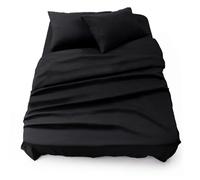 Blumtal - Parure da letto 135 x 190 in microfibra - 3 pezzi - Lenzuolo con angoli 135 x 190 + lenzuolo piano 2 persone (220 x 275) + 2 federe 50 x 80 - nero
