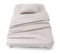 Blumtal - Parure da letto 90 x 190 cm, in microfibra, 3 pezzi, lenzuolo con angoli 90 x 190 cm, lenzuolo singolo (160 x 275) + 2 federe 50 x 80 cm, grigio chiaro di luna