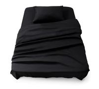 Blumtal - Parure da letto 90 x 190 cm, in microfibra, 3 pezzi, lenzuolo con angoli 90 x 190 cm, lenzuolo singolo (160 x 275) + 2 federe 50 x 80 cm, colore: nero