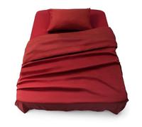 Blumtal - Parure da letto 90 x 190 cm, in microfibra, 3 pezzi, lenzuolo con angoli 90 x 190 cm, lenzuolo singolo (160 x 275) + 2 federe 50 x 80 cm, rosso Aurora