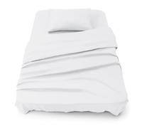 Blumtal - Parure da letto 90 x 190 cm, in microfibra, 3 pezzi, lenzuolo con angoli 90 x 190 cm, lenzuolo singolo (160 x 275) + 2 federe 50 x 80 cm, bianco