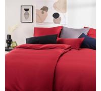 Blumtal Set Copripiumino 135x200cm e 1 Federa 40x80cm in Raso, Set Biancheria da Letto in Cotone Satinato, Rosso Aurora