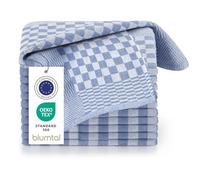 Blumtal - Set di 10 strofinacci da cucina in cotone di alta qualità - strofinacci da cucina in 100% cotone - Certificato Oeko-TEX® - Strofinaccio da tavola a quadri blu - 50 x 70 cm