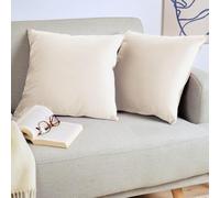 Blumtal Set di 2 Federe Cuscini Divano 40x40 cm in Velluto, con Chiusura Lampo Invisibile, Eleganti Copricuscini Divano in Morbido Velluto,Taglia 40 x 40, Crema