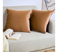 Blumtal Set di 2 Federe Cuscini Divano 45x45 cm in Velluto, con Chiusura Lampo Invisibile, Eleganti Copricuscini Divano in Morbido Velluto,Taglia 45 x 45, Marrone Chiaro