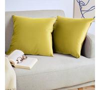 Blumtal Set di 2 Federe Cuscini Divano 45x45 cm in Velluto, con Chiusura Lampo Invisibile, Eleganti Copricuscini Divano in Morbido Velluto,Taglia 45 x 45, Vedre Scuro