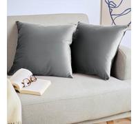 Blumtal Set di 2 Federe Cuscini Divano 50x50 cm in Velluto, con Chiusura Lampo Invisibile, Eleganti Copricuscini Divano in Morbido Velluto,Taglia 50 x 50, Grigio Scuro