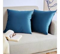 Blumtal Set di 2 Federe Cuscini Divano 60x60 cm in Velluto, con Chiusura Lampo Invisibile, Eleganti Copricuscini Divano in Morbido Velluto,Taglia 60 x 60, Blu Scuro