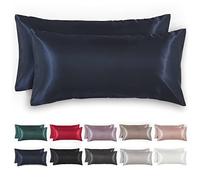 Blumtal Set di 2 federe seta - federa cuscino 50x70 in Raso - Protezione Capelli e Pelli Delicate, Morbidi e Antistatiche - 2 Pezzi con Chiusura a Busta, certificati Oeko-Tex - Blu Oceano Scuro