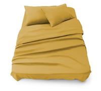 Blumtal Set lenzuola una piazza e mezza 3pz - lenzuolo angoli 150x200x30cm + lenzuola 1 piazza e mezza 240x275cm + 2x federa cuscino 50x80cm - giallo