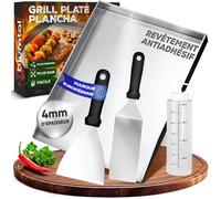 Blumtal set piastra per barbecue plancha in acciaio inox con 2 spatole e bottiglia per olio - 30x40 cm piastra acciaio per barbecue - piastra barbecue gas per aromi perfetti - plancha a gas robusta