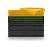 Blumtal Set Strofinacci Cucina Microfibra- Canovacci Cucina 100% Microfibra - Stracci Cucina Elevata Assorbenza - Certificati Oeko-Tex - Asciugamani Cucina - 30x40cm - 8 Antracite + 4 Gialli + 4 Verdi